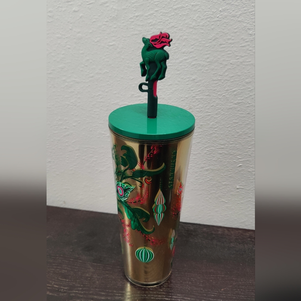 Starbucks 2024 Holiday Reindeer Cold Cup from the Peacock Collection | RARE |